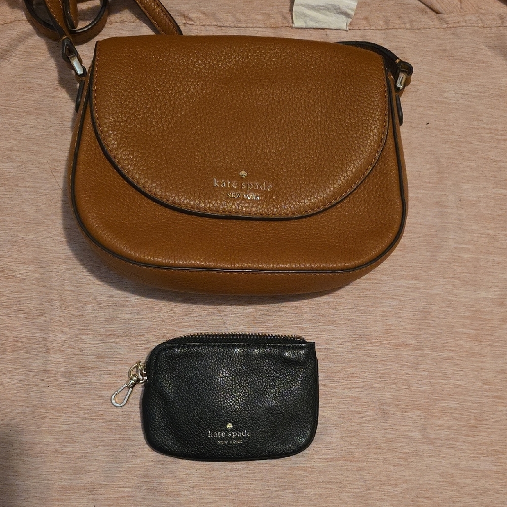 Kate Spade Brown Crossbody Bag with Black Pouch